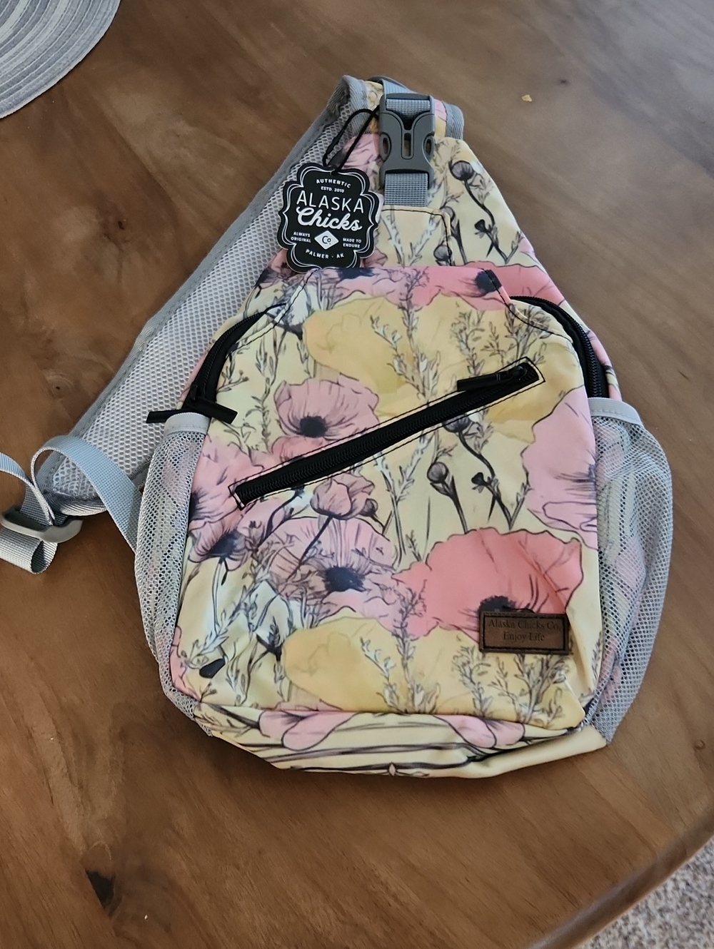 Alaska Chicks Floral Crossbody Sling Bag in Yellow & Pink
